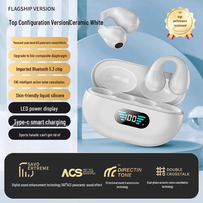 2025 New Wireless Air Conduction Ear Clip Headphones for Sports Running - Unisex In-Ear High-End Bluetooth