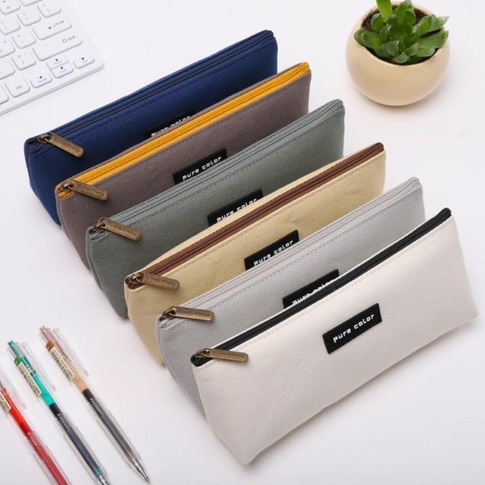 Large Capacity Pencil Bag Solid Color Pen Pouch New Stationery Bag  School Supplies