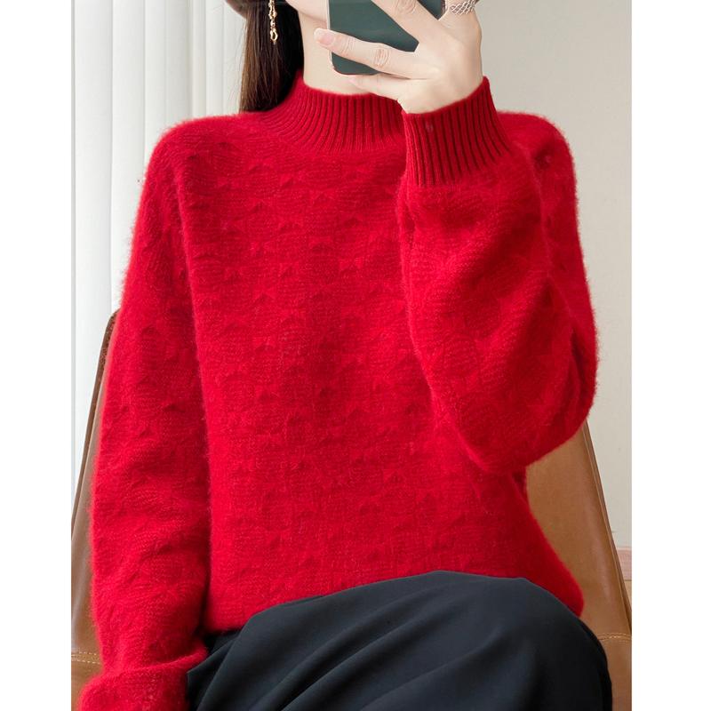 Women Sweater 100% Wool MODERN NEW SAGA Turtleneck Knit Pullover Thick Winter Jumpers Female Knit Tops