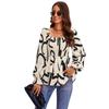 Square Neck Long Sleeve Shirt Women's Spring Summer High Waist Print Top