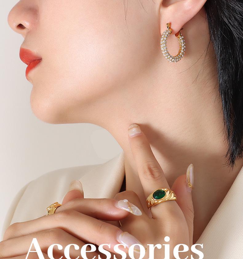 Exquisite U-shaped Full Diamond Earrings: European & American Light Luxury Fashion