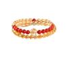 Brasilianisches Citrin-Armband, vollständig klar, intensiv gelb, zweireihiges Armband aus natürlichen roten Achaten und goldenem Rutilquarz, Geschenk