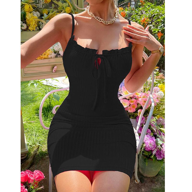 Women  Sexy  Slim-fitting Off-shoulder Party Suspender Mini  Dress
