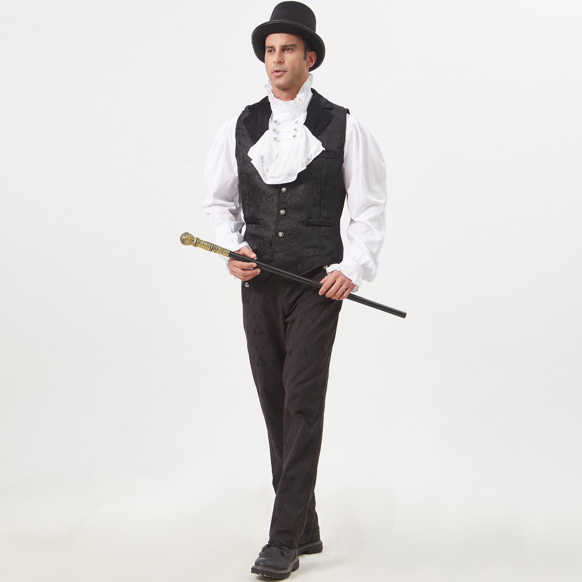 

2025 Spring/Autumn Medieval Retro Men s Custom Black Waistcoat Trend S