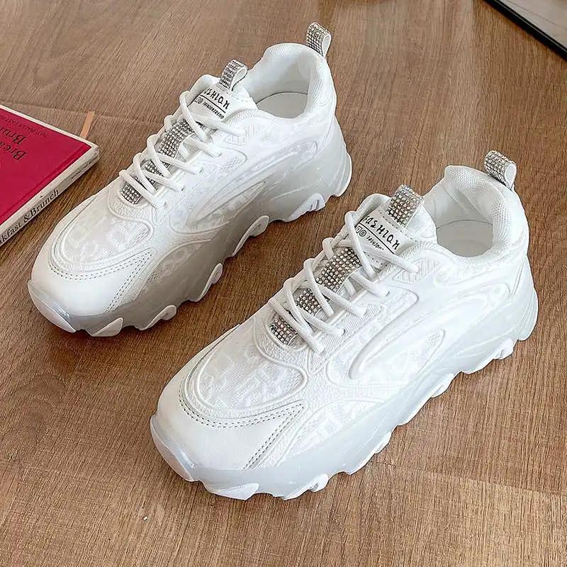 Round Nose Flat-heeled Beige Sneakers For Women Vulcanize Tennis Size 47 Shoes Husband Shoes Sports Tene New Trending