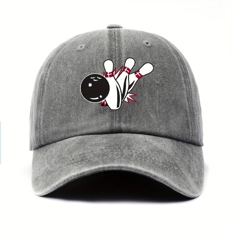 Black Retro Bowling Dad Hat Lightweight Soft and Comfortable Adjustable Outdoor Casual Sports Cap with Beautiful Design