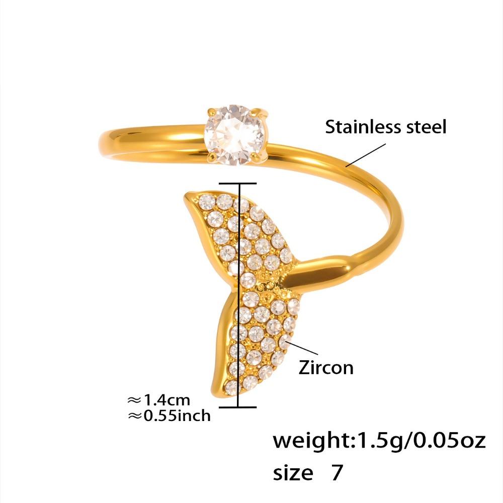Exquisite Fish Tail Starfish Shell Finger Ring Jewelry Ocean Style Ring Cubic Zirconia Ring  Summer