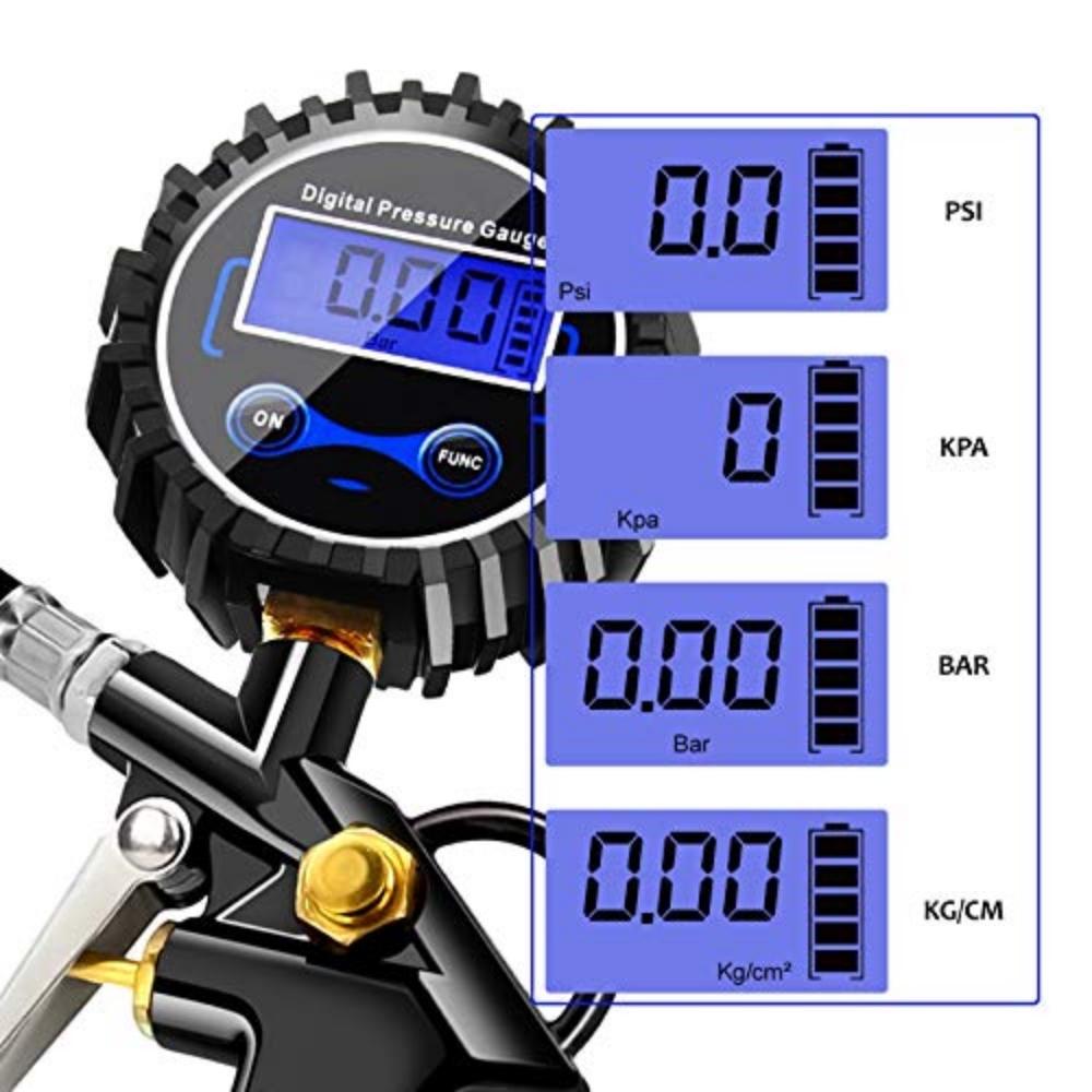 Tire Inflator Digital Multifunction Air Pressure Gauge Tire Pressure Gauge 220 Psi Tire Inflation Gauge For Compressor Car Motorc