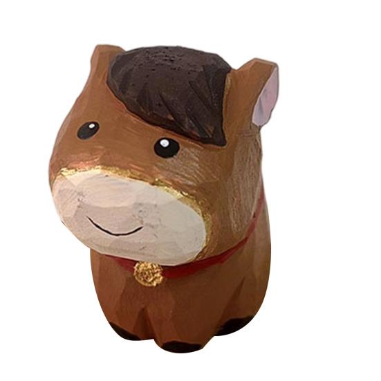 Hand-Carved Small Horse Craft Figurines Figurine with Wooden Horse Base Cute Animal коричневый