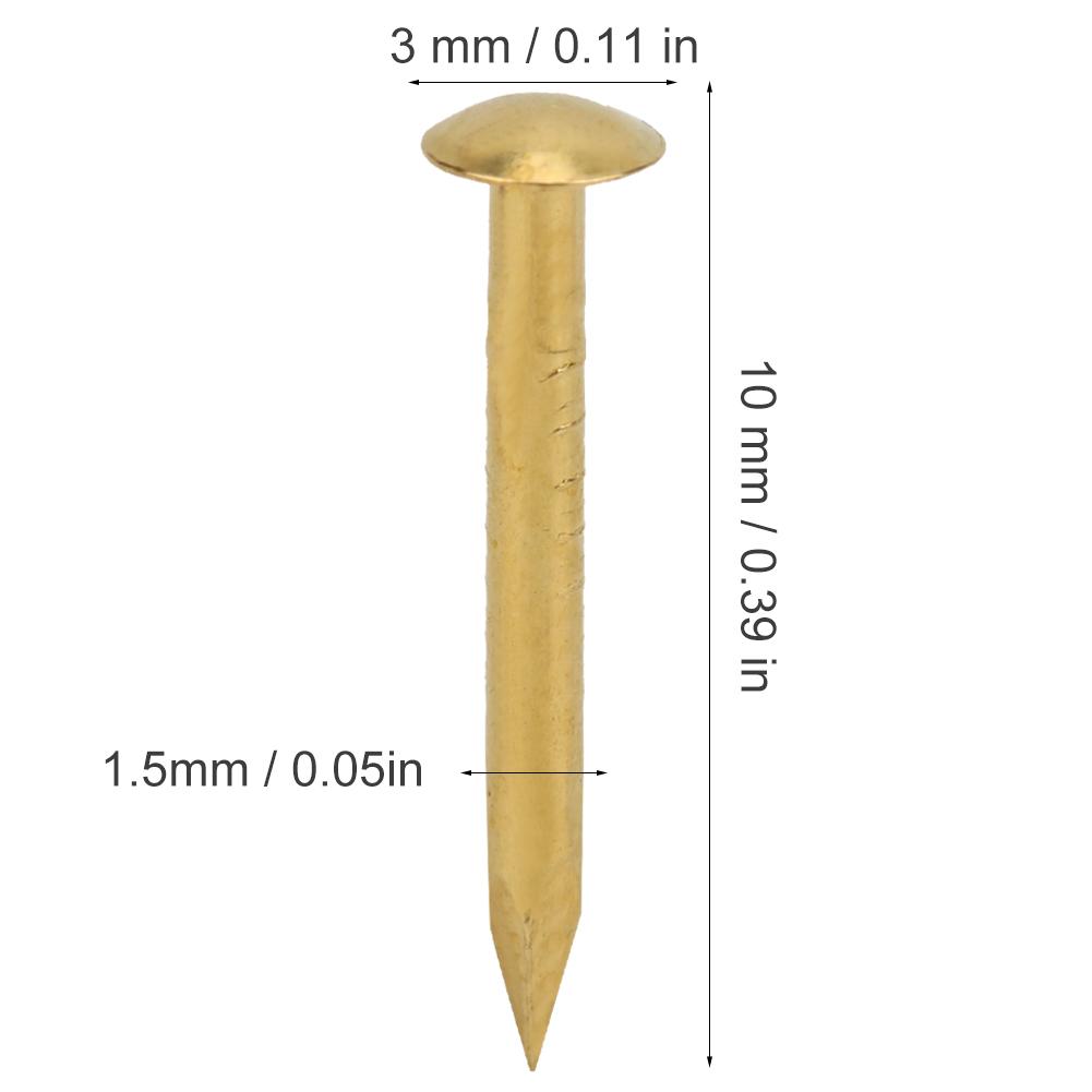 100Pcs Round Head Nail Brazen Brass Vintage DIY Craft Fastener Installation Accessories10mm Length