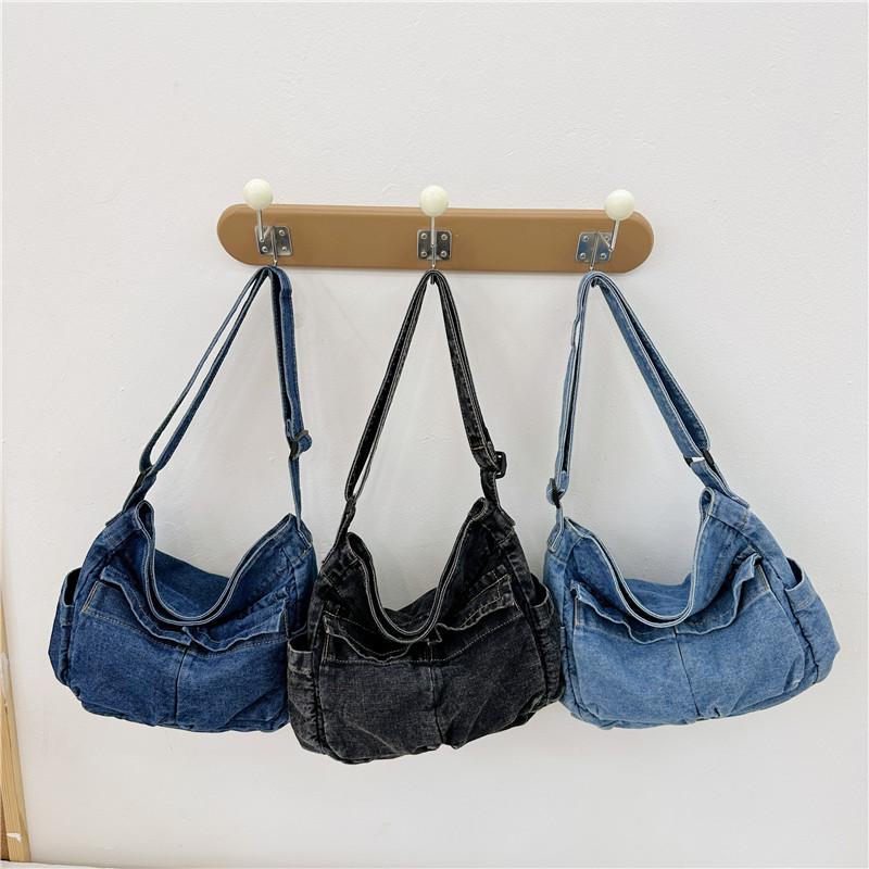 Trendy Denim Casual Shoulder Bag For Kids Unisex Stylish Outdoor Travel Use