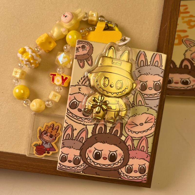 Mobile Phone Chain Cartoon Labubu Bead Chain Keychain Bag Pendant Gift for Girlfriend