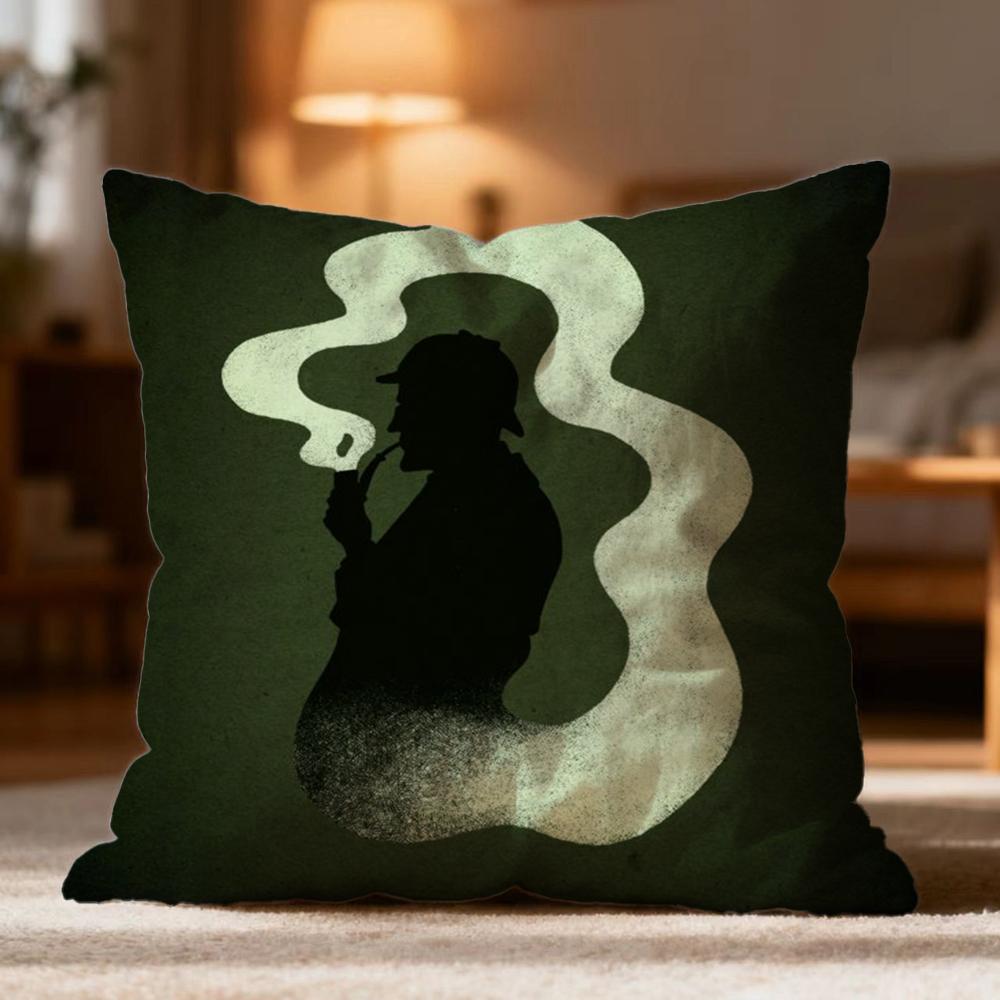 Hot S-SSherlock Holmes Cushion Cover Soft Washable Pillow Case Multi-Scene for Couch Bed Travel Office Use