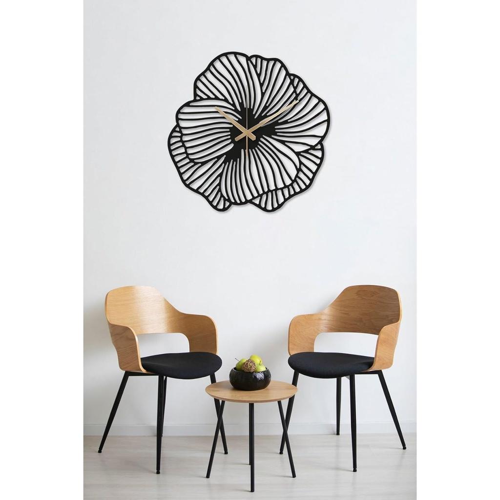 Large World Map Wall Clock, Metal Minimalist Modern Clock, Round Silent Non-Ticking Battery Operated Wall Clocks for Living Room / Home