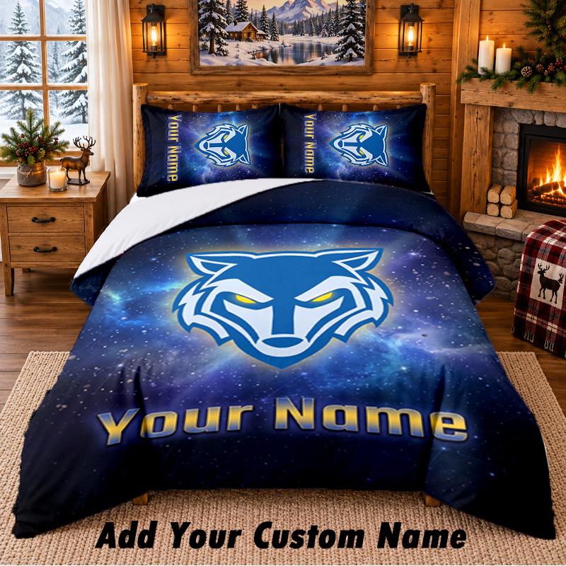 Warrington Wolves FC Pattern Bedding 3Pcs Set Custom Name, Bed Sheet And Pillowcases For Home Bedroom