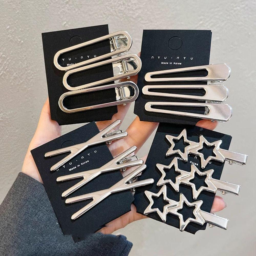 3pcs/set Hollow Hairpin Silver Duckbill Clip Fashion Hair Clips  Hair Accessoires