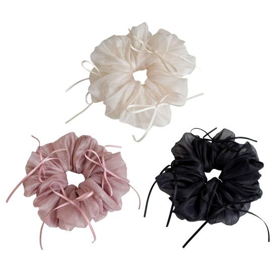 Hair Tie High Elasticity Bowknot Decor Mesh Ballet Style Hair Rope No Damage Non-Slip Lightweight Breathable Summer Hair Accessories
