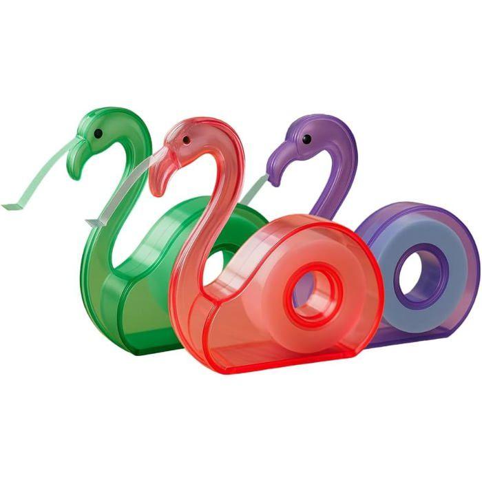 Dévidoir à Main Flamand Rose 10 cm pour Ruban Adhésif avec 1 Rouleau Couleur Aléatoire et Format Compact