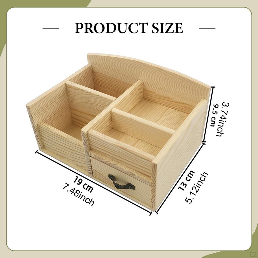 Desk Organizer,Tabletop Storage Box,Shelf,Wood,Rustic Table Organization with Drawers for Makeup