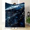 Futuristic Shark Design with Glowing Blue Accents and Heavy Chains. for All Seasons Blanket Lunch Break Throw Gift