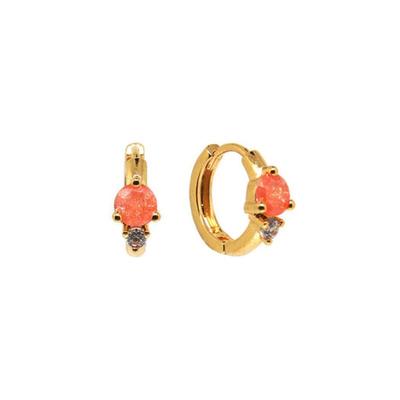 Brinco Shertz [Rosa/Branco/Menta] Onetouch de Pedra Preciosa (14k)