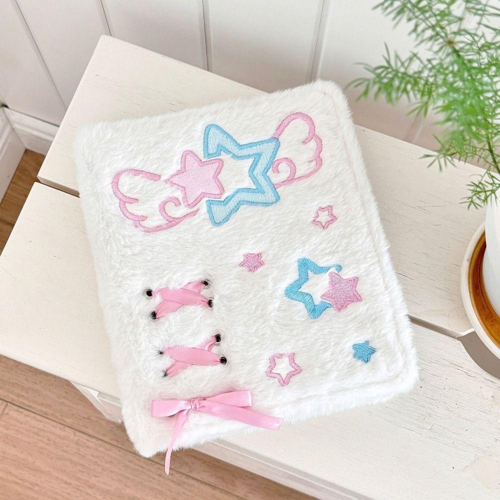 Loose-Leaf Photocard Holder Plush Angel Star Pattern Collect Book  For Kpop Idol Fans