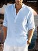 Men's Retro Cotton And Linen Shirt Casual Loose Shirt