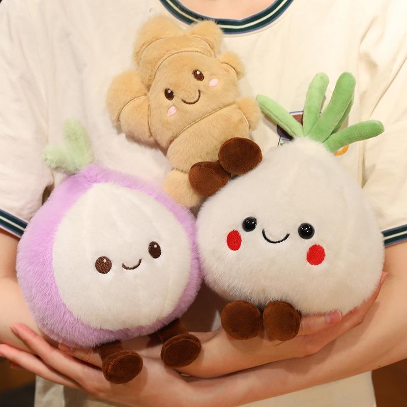 Funny Vegetable Elf Plush Toy: Garlic, Ginger, Onion & Melon Figures