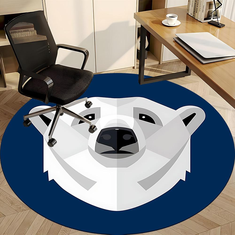 1pc Polar Bear Logo Office Round Area Rug, Under Office Chairs Bedroom Living Room Home Decor, Room Deco