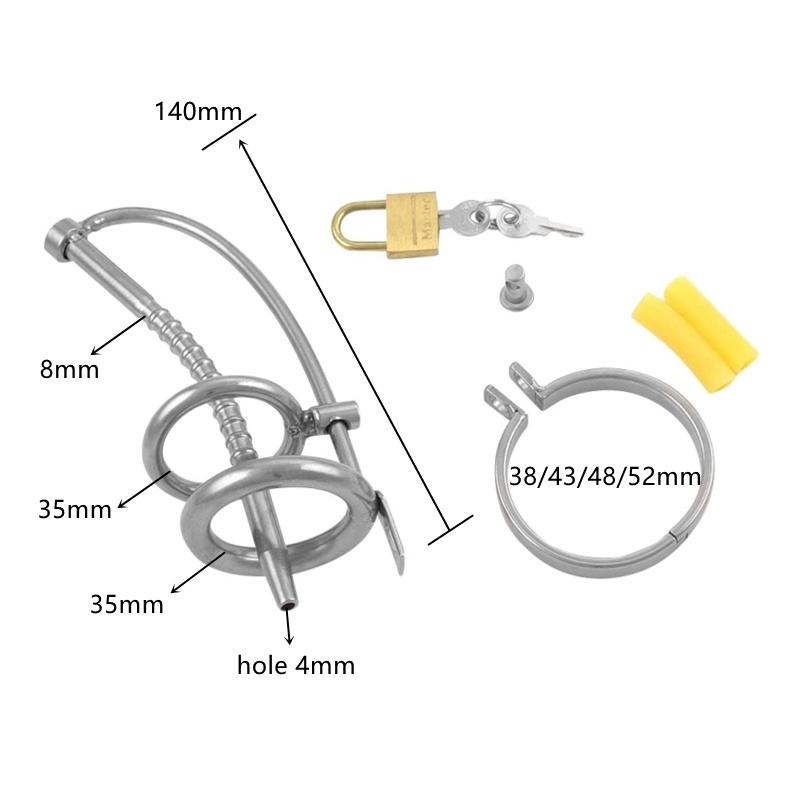 Cușcă de castitate Tub cu sunete lungi pentru cușcă de blocare din oțel inoxidabil, argintiu