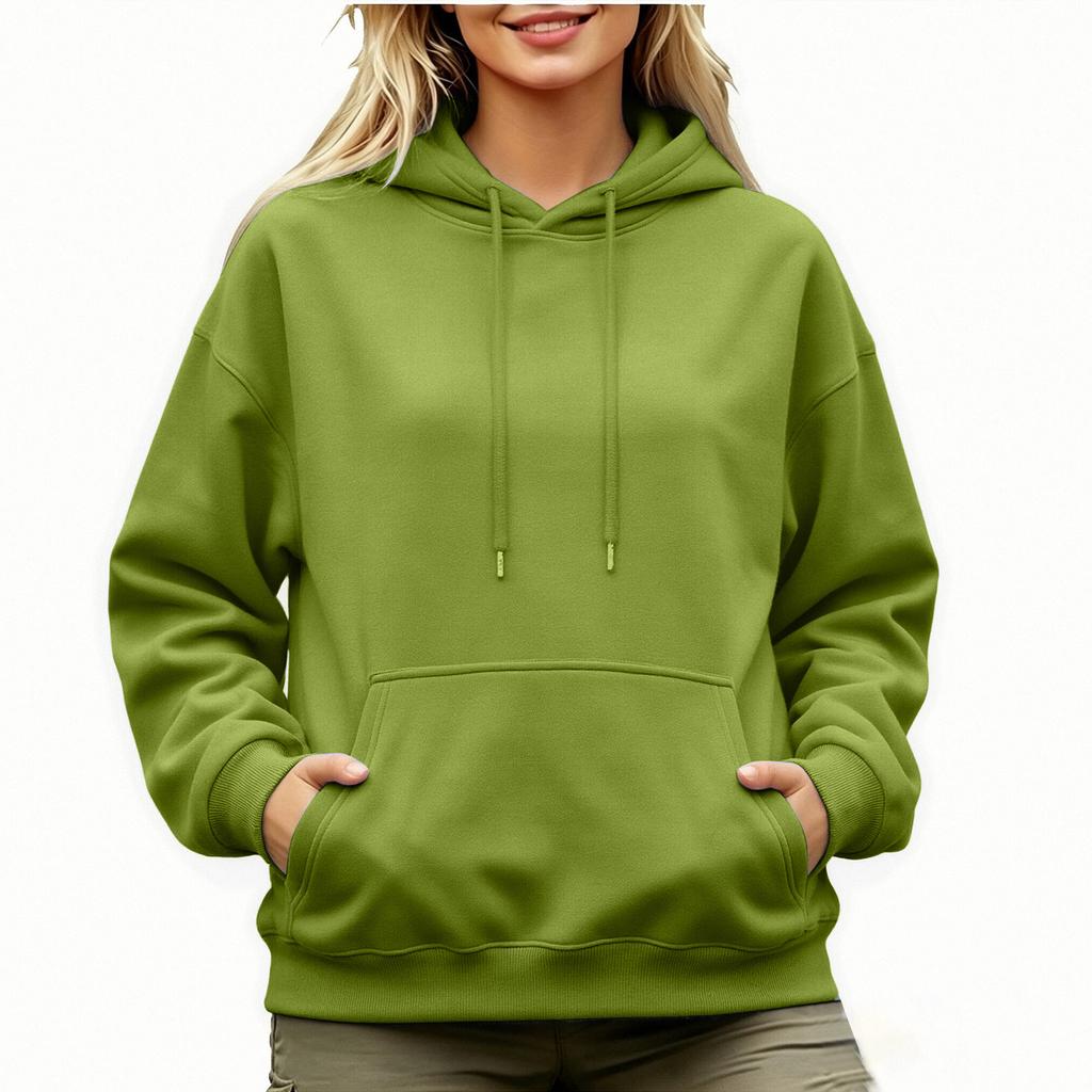 Felpa con cappuccio oversize da donna a spalle scese, manica lunga, per l'autunno