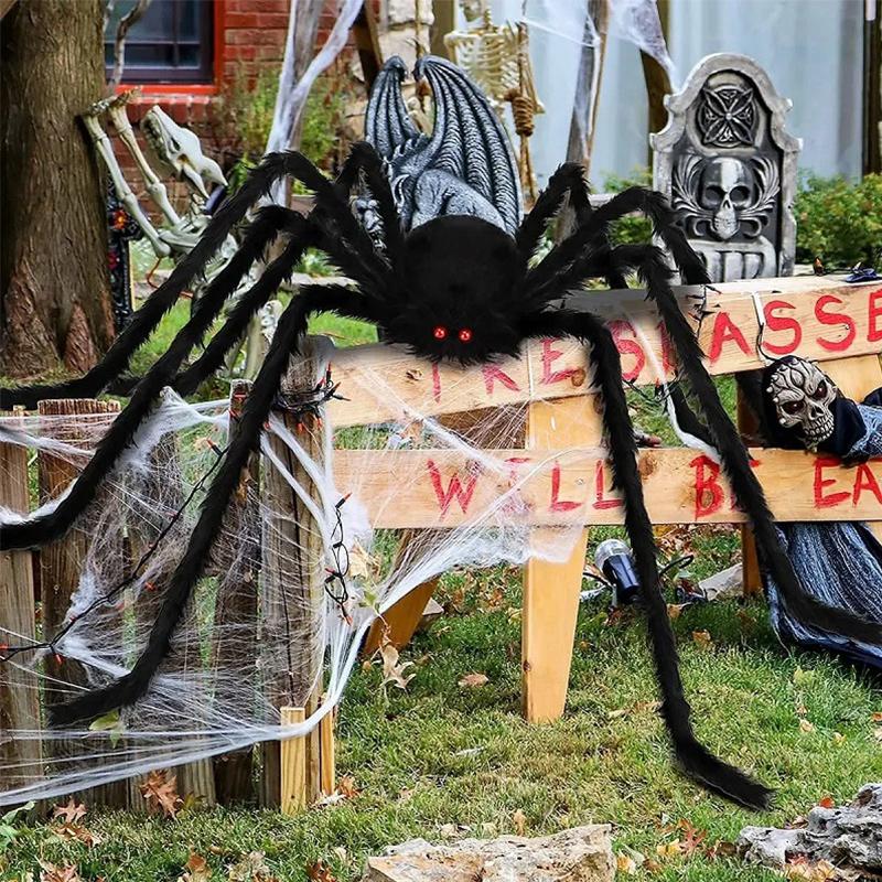 30-200cm Halloween Duży Pluszowy Pająk Horror Dekoracja Halloween Rekwizyt Imprezowy Zewnętrzna Gigantyczna Dekoracja Pająk Komnata Żart Czarny Pająk