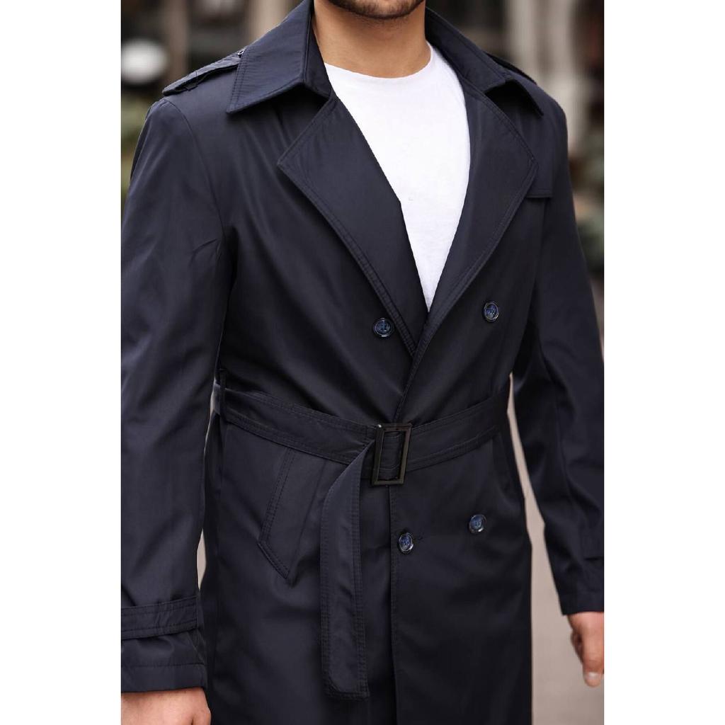 Men's Black Waterproof Regular Trench Coat