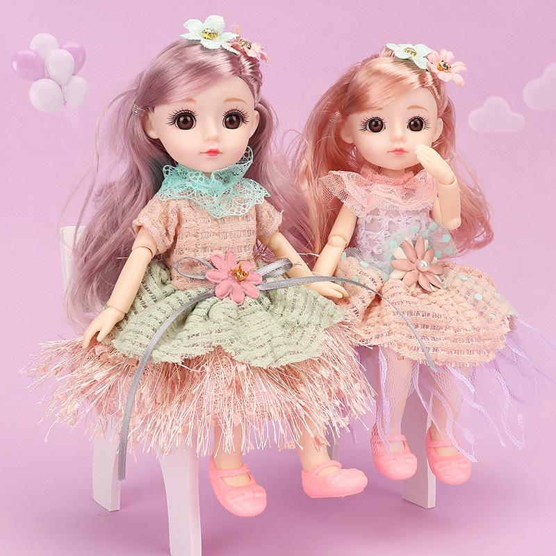 25CM Mini Movable 13Jointed Doll Girls Toy 3D Big Eyes BJD Princess Full Outfits  Dresses Collection Childrens Doll Gift