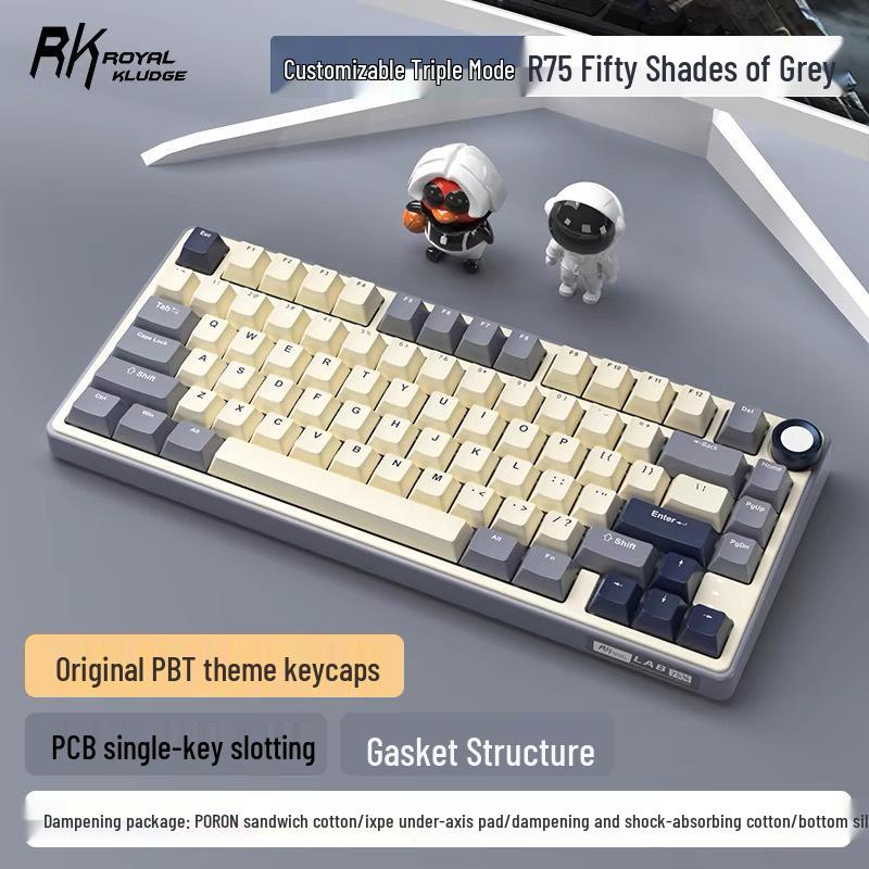 RKR75 Bluetooth Tri-Mode RGB Hot-Swappable Mechanical Keyboard for Esports