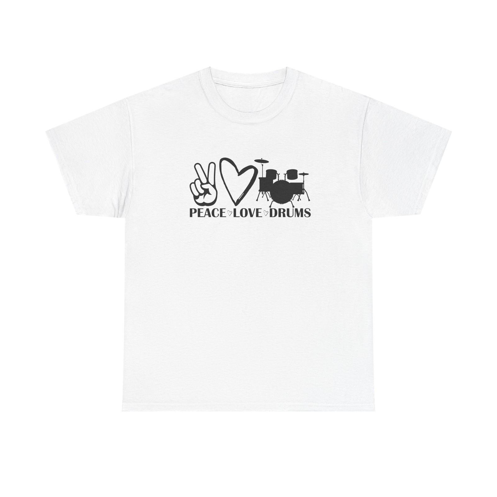 Peace Love Drums T-Shirt - Drum Kit Graphic Tee Shirt Gift For Drummers 3XL