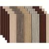 Rustic Antique Brown Linen Placemats - Machine Washable Rectangle Table Mats, Wood Grain Design for Dining, Kitchen