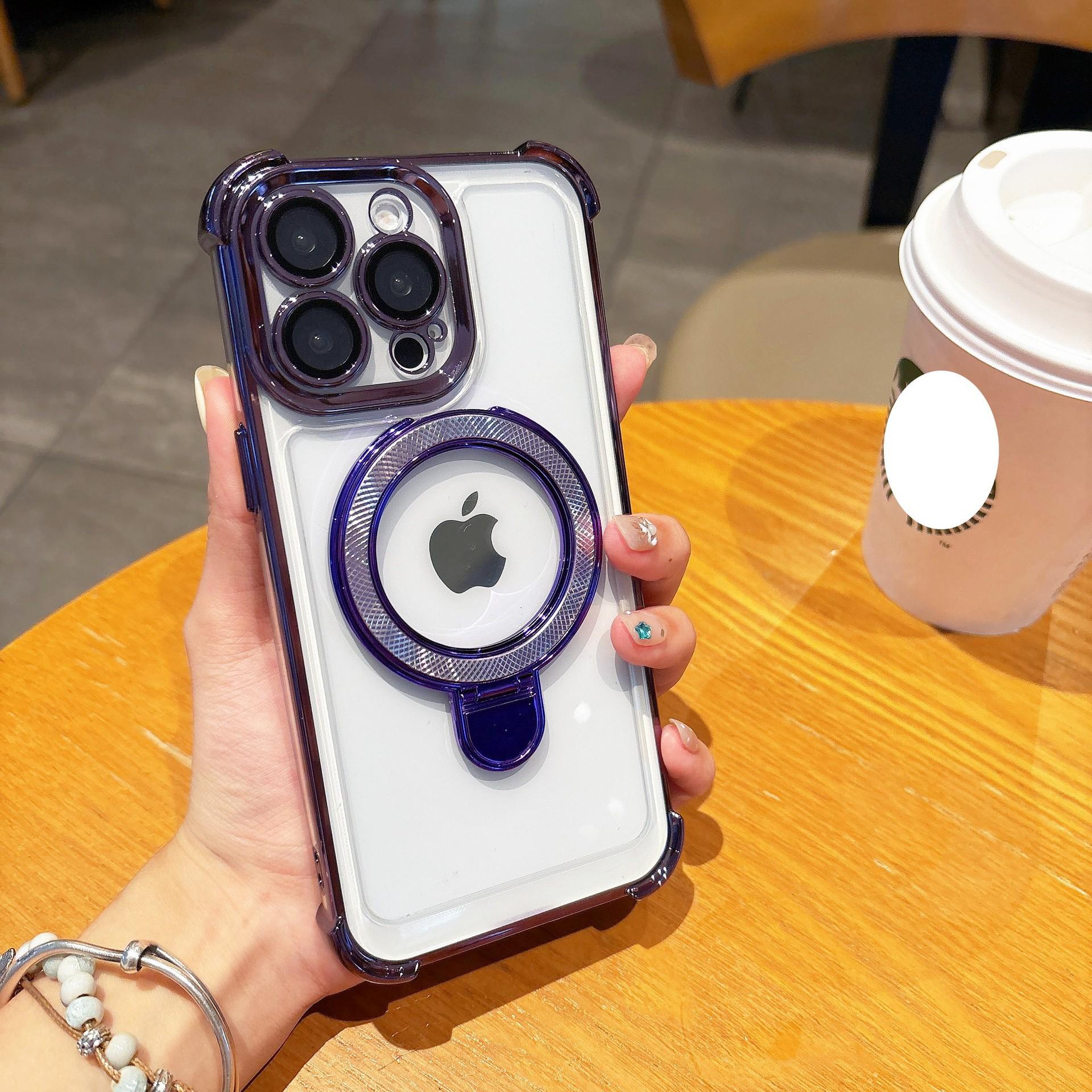 

Applicable To IPhone 16 Mobile Phone Case Bird s Nest Pattern Metal Bracket Four Corner Anti Fall Apple 15pro Transparent Protective Cover iPhone12proMax