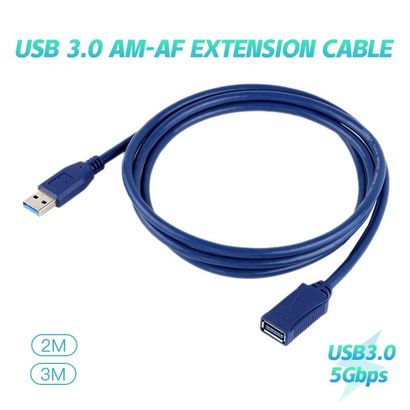 

USB 3.0 Extension Cable Male to Female M/F Cord Adapter Super Speed Data Transfer Charging Transmission Hard Disk Connection 2 m синий