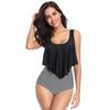 2020 European & American Ruffled High-Waisted Tummy Control Bikini Swimsuit