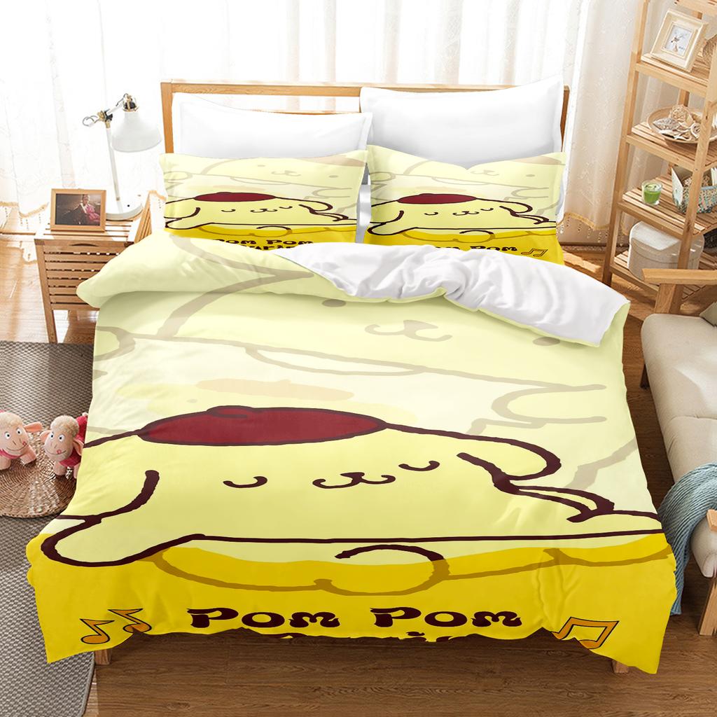 Pompompurin Sanrio 3-Piece 1 Quilt Cover One Piece Bedding Set Comforte Luxus Exquisite Birthday Gift 100% Polyester Home Decor