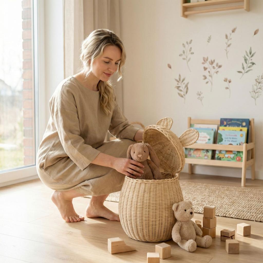 Proutěné úložné koše, Dekorativní domácí boxy na hračky, Ručně tkané úložné koše