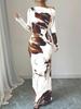 Off-Shoulder Maxi Dress with Asymmetric Neckline and Floral Print, Available In Multiple Colors