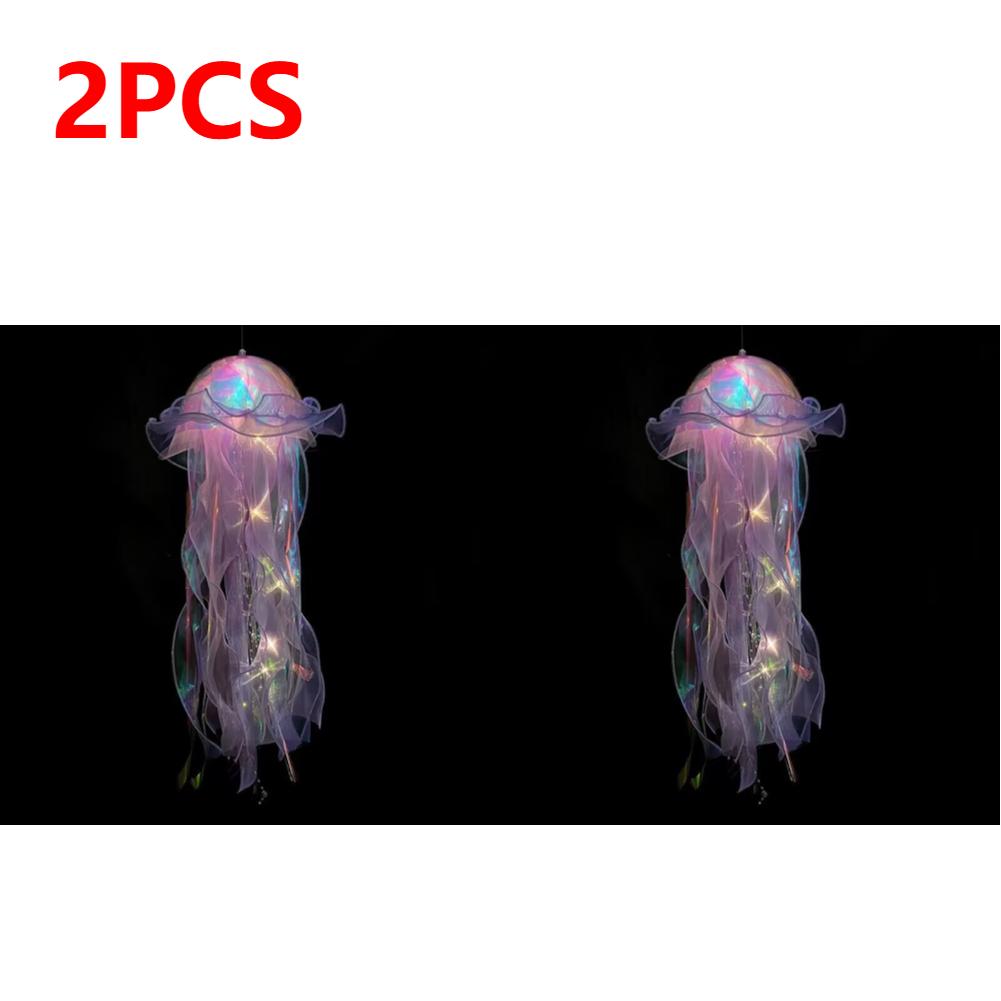 Gradient Jellyfish LED Night Light Handmade Pendant Lamp Colorful Hanging Light for Indoor Outdoor Garden Festival Decoration