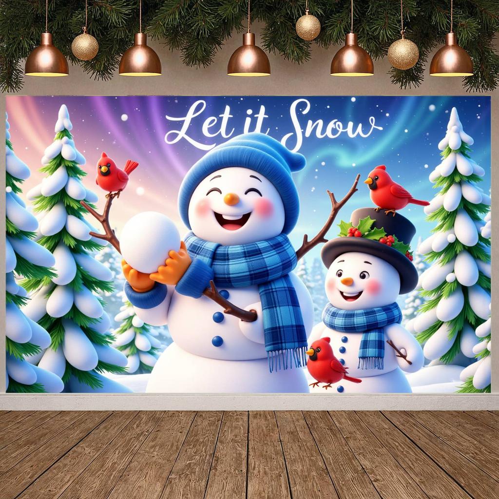 Holiday Banner Cartoon Snowman Winter Banner Snow Scene Banner Winter For New Year Decor Kids Activity Winter Themed Party