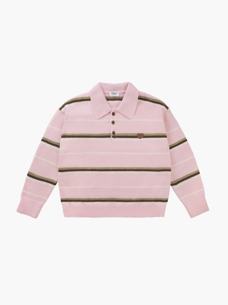 Mellotoli Striped Knit Collared T-Shirt (2 Colors)