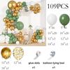 Jungle Theme Balloons Garland Sage Green White Gold Confetti Balloon Arch Kit Wedding Anniversary Home Birthday Party Decoration