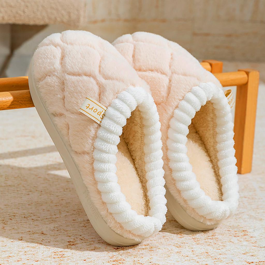 Women's Fashionable Diamond Shaped Cotton Slippers With A Poop Like Feel For Indoor Home Warmth House Slippers Women Washable