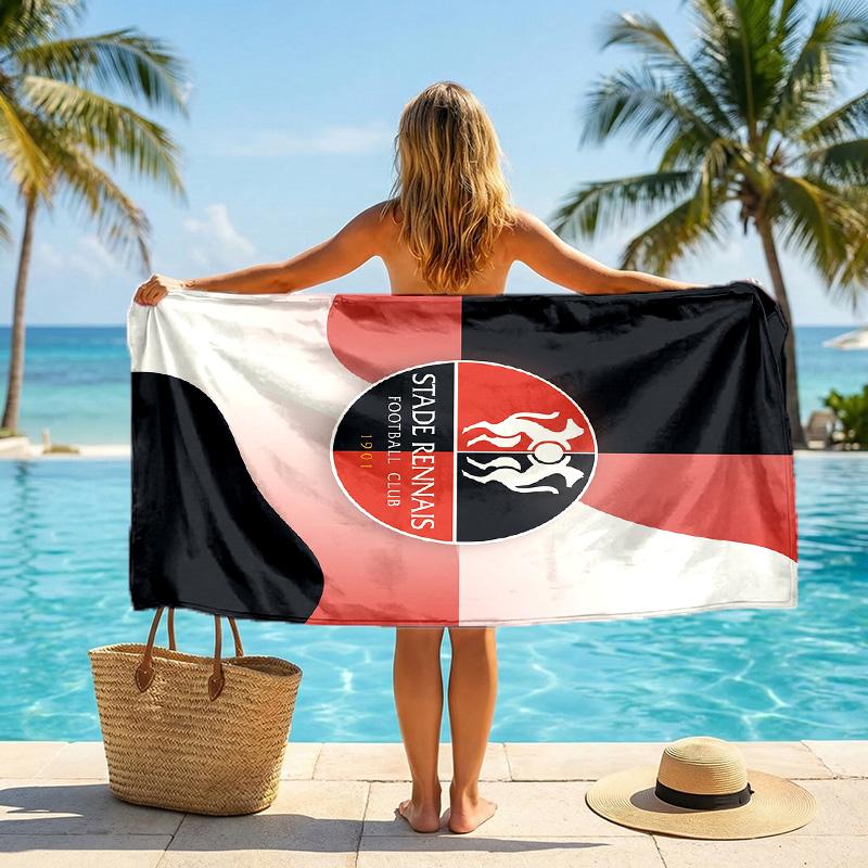 Stade Rennais FC Stampa Asciugatura Rapida Telo da Spiaggia Microfibra Assorbente Portatile da Viaggio Asciugamano da Nuoto