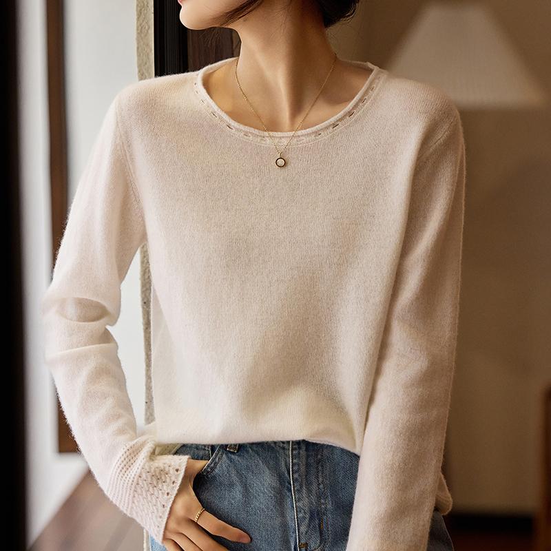 Women's Cashmere Sweater Qinghe Cashmere 30% Cashmere 70% Wool Autumn and Winter Pullover Warm and Fashionable